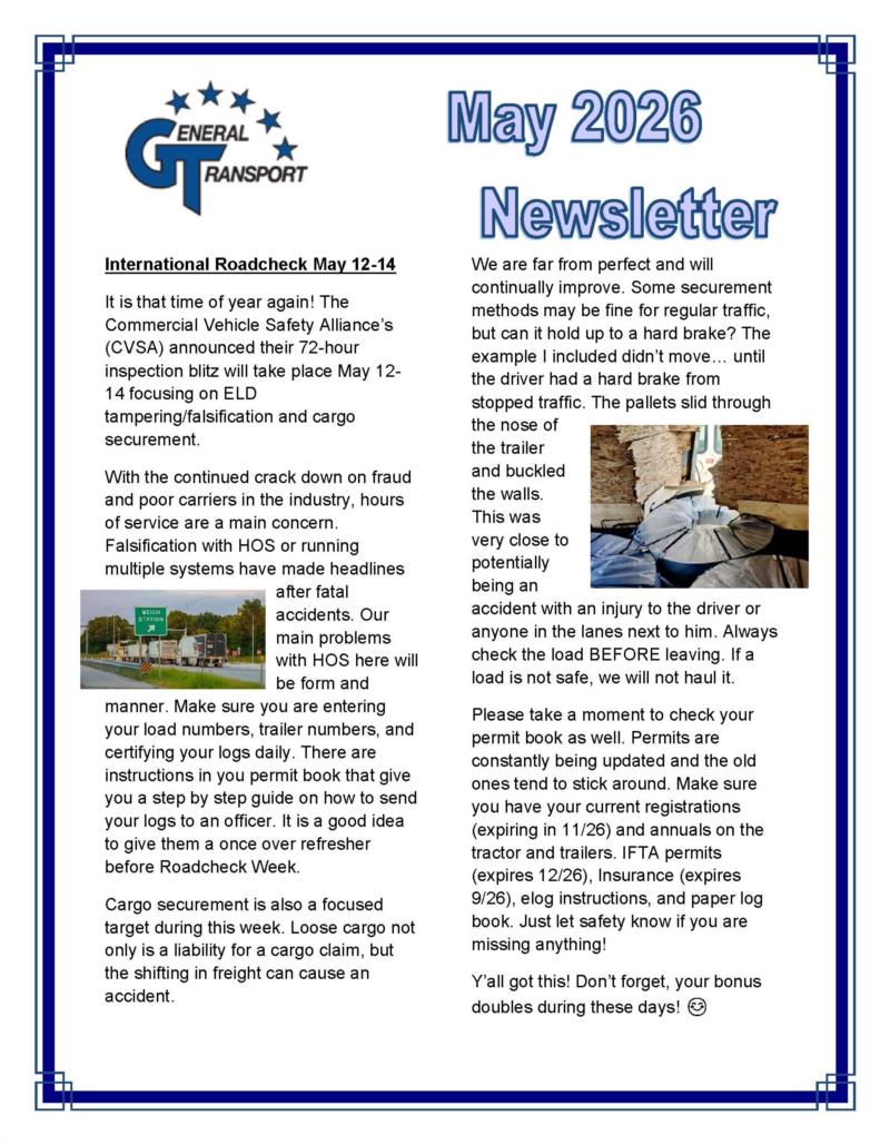 General Transport May 2026 Newsletter